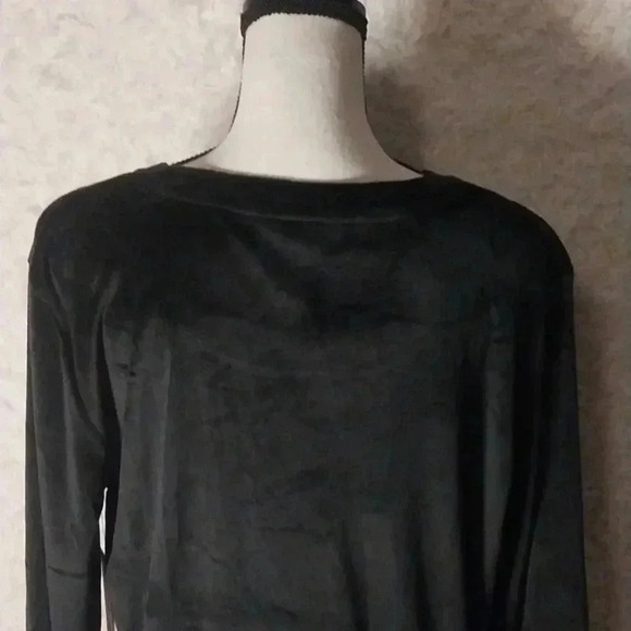 Juicy Couture Women Black Velvet Fleece Top, Rhinestone Embellished Logo, Sz XL - Picture 5 of 8